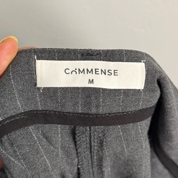 Commense Gray Pinstripe Wide Leg Pants Red Side Stripe Size M High Rise Trouser - Picture 5 of 6